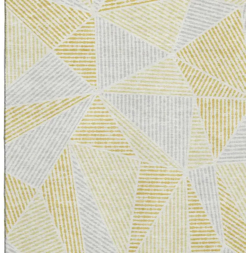 Gold And Gray Geometric Washable Area Rug With UV Protection Photo 3