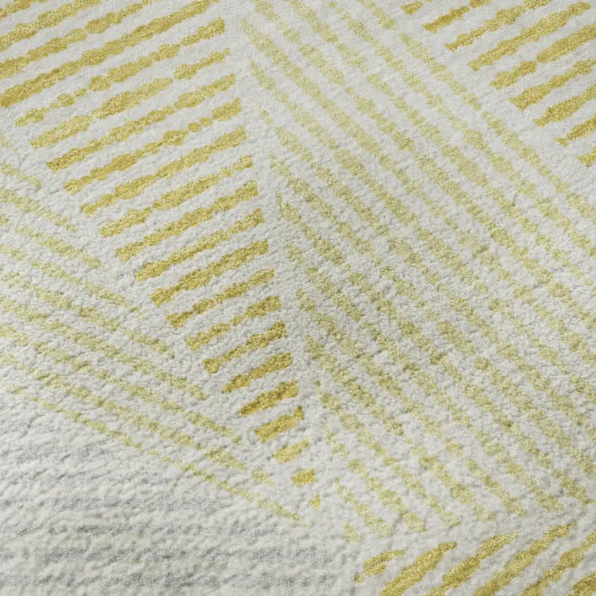 Gold And Gray Geometric Washable Area Rug With UV Protection Photo 8