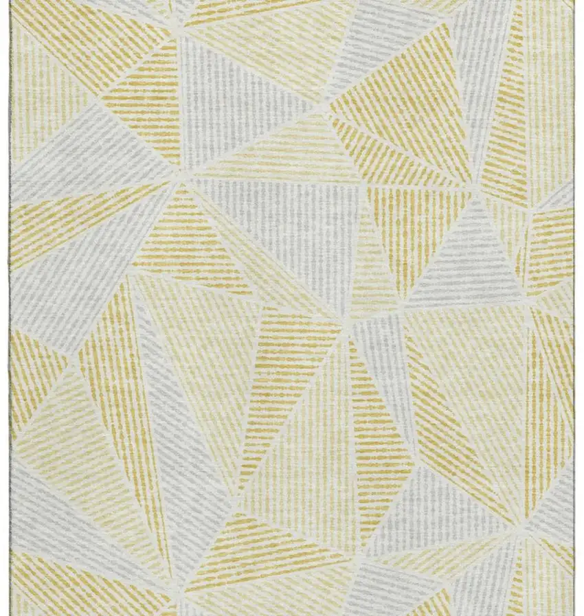 Gold And Gray Geometric Washable Area Rug With UV Protection Photo 3