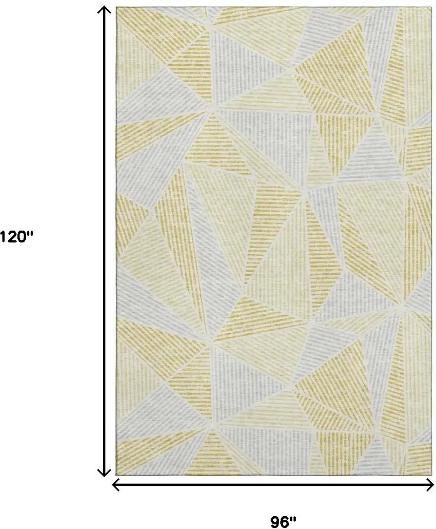 Gold And Gray Geometric Washable Area Rug With UV Protection Photo 3