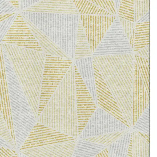 Gold And Gray Geometric Washable Area Rug With UV Protection Photo 3
