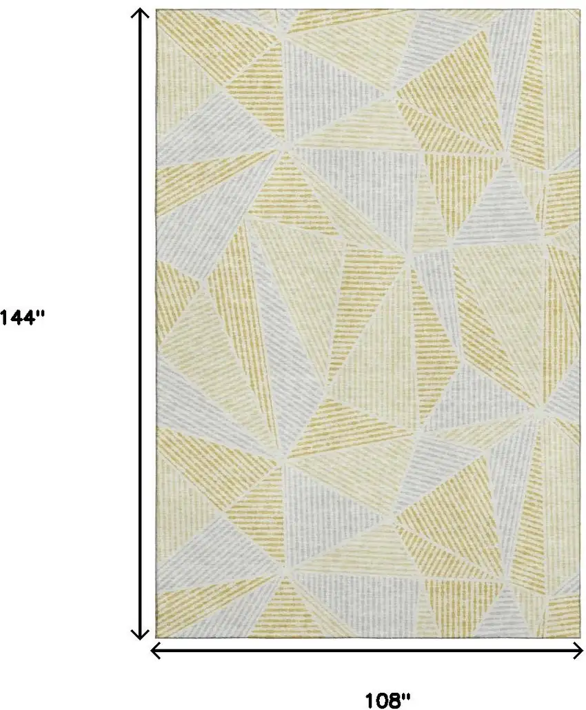 Gold And Gray Geometric Washable Area Rug With UV Protection Photo 3