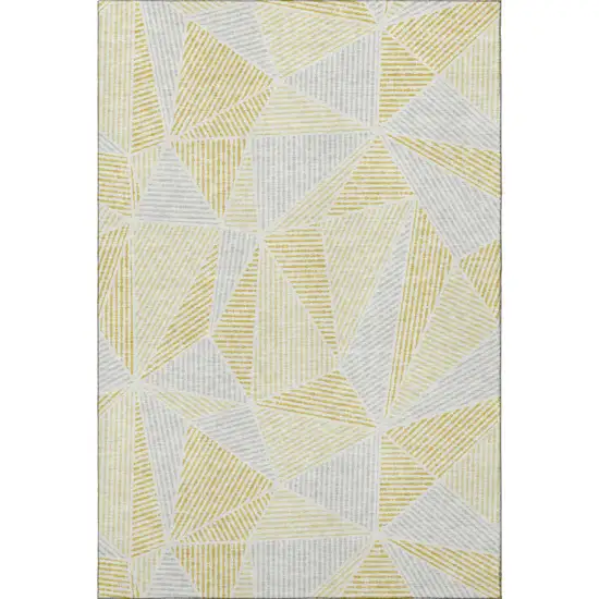 Gold And Gray Geometric Washable Area Rug With UV Protection Photo 4