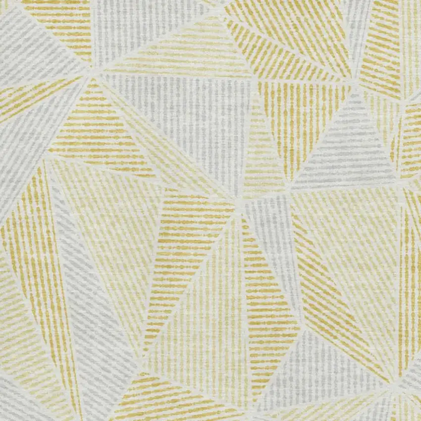 Gold And Gray Geometric Washable Area Rug With UV Protection Photo 3