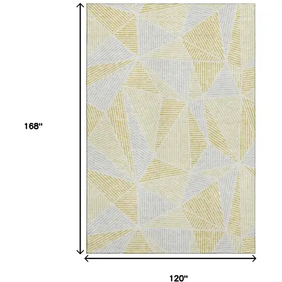 Gold And Gray Geometric Washable Area Rug With UV Protection Photo 3