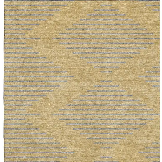 Gold And Gray Geometric Washable Area Rug With UV Protection Photo 2
