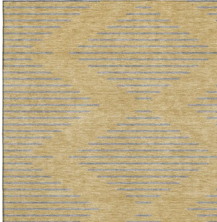 Gold And Gray Geometric Washable Area Rug With UV Protection Photo 2