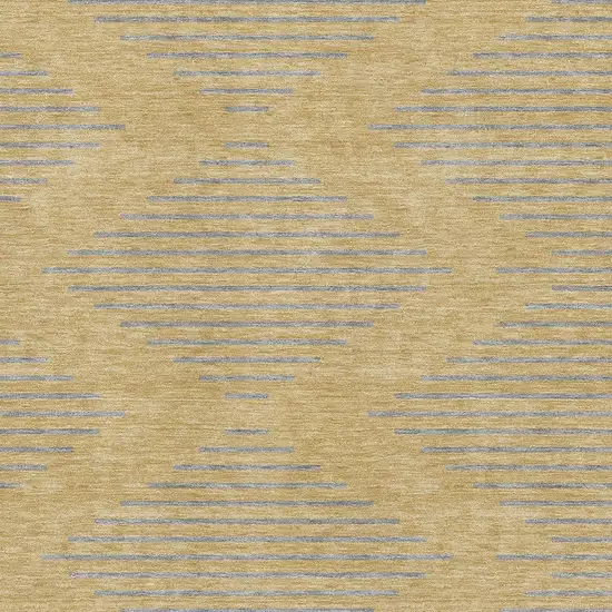 Gold And Gray Geometric Washable Area Rug With UV Protection Photo 2