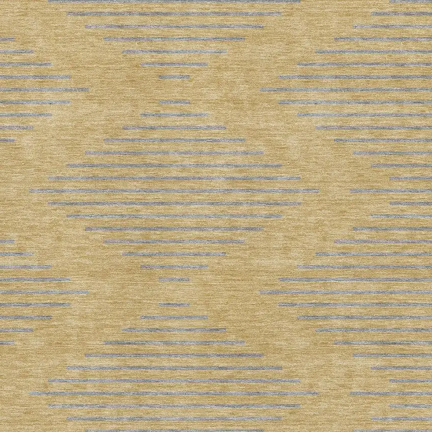 Gold And Gray Geometric Washable Area Rug With UV Protection Photo 2