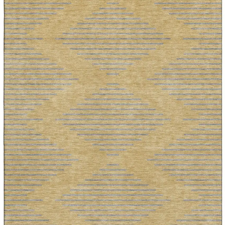 Gold And Gray Geometric Washable Area Rug With UV Protection Photo 3