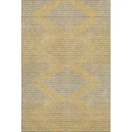 Gold And Gray Geometric Washable Area Rug With UV Protection Photo 1