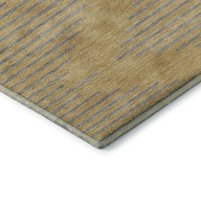 Gold And Gray Geometric Washable Area Rug With UV Protection Photo 7