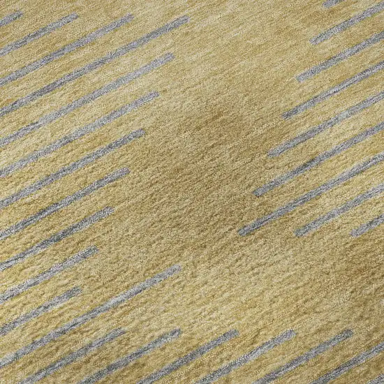 Gold And Gray Geometric Washable Area Rug With UV Protection Photo 9