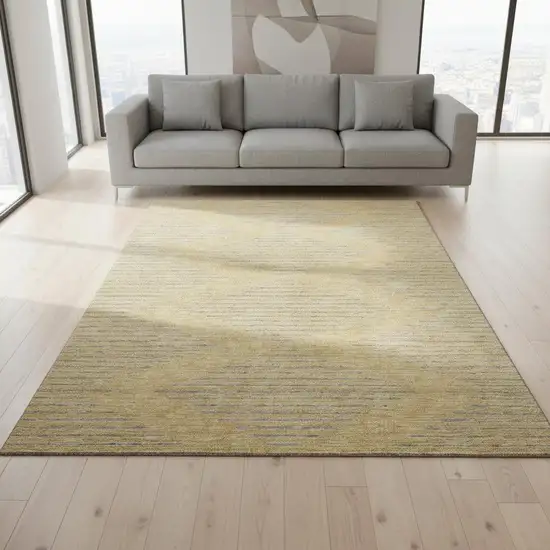 Gold And Gray Geometric Washable Area Rug With UV Protection Photo 2