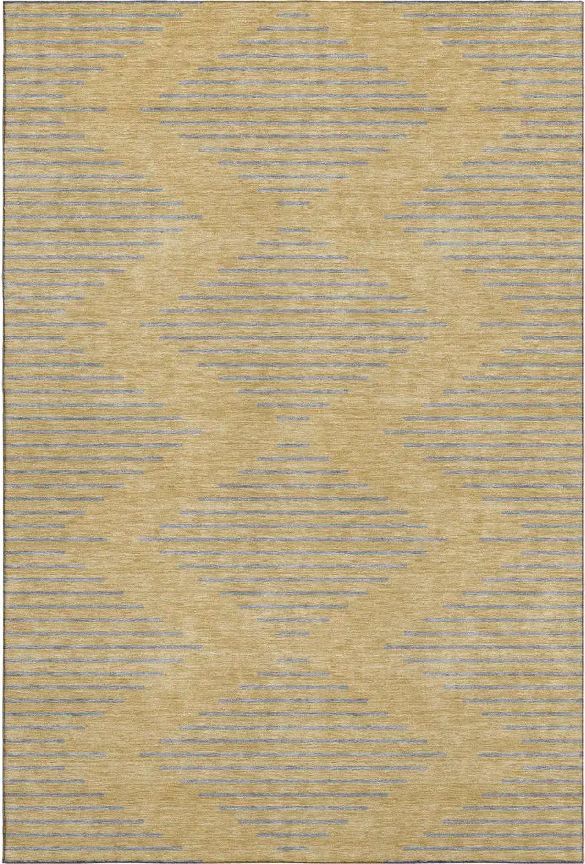Gold And Gray Geometric Washable Area Rug With UV Protection Photo 1