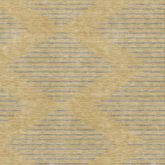 Gold And Gray Geometric Washable Area Rug With UV Protection Photo 2