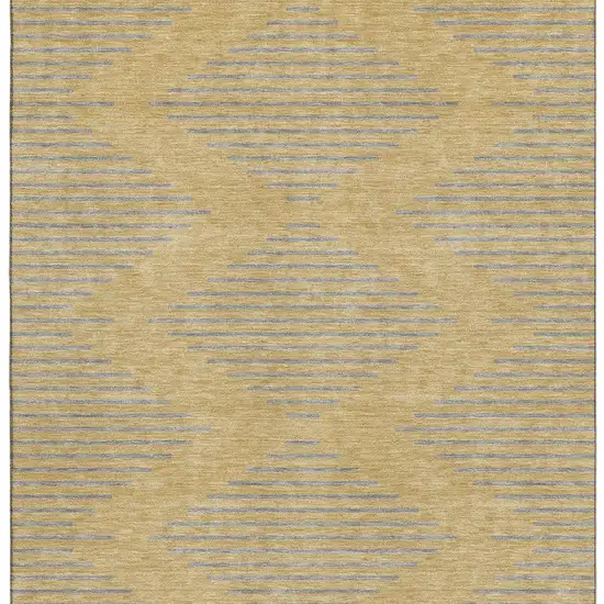 Gold And Gray Geometric Washable Area Rug With UV Protection Photo 3
