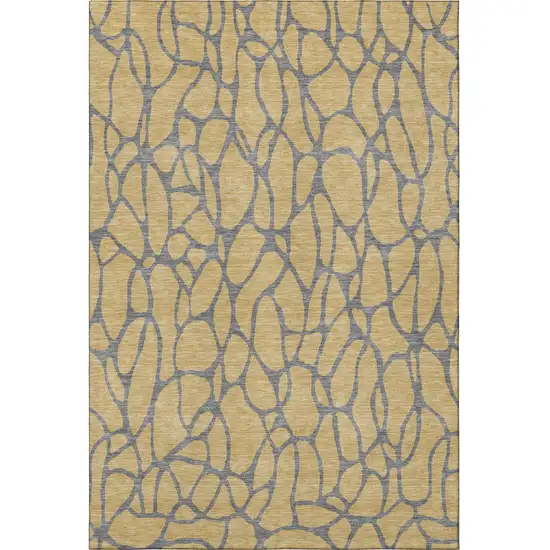 Gold And Gray Geometric Washable Area Rug With UV Protection Photo 3