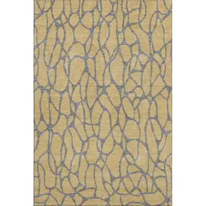 Photo of Gold And Gray Geometric Washable Area Rug With UV Protection