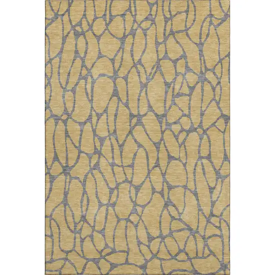 Gold And Gray Geometric Washable Area Rug With UV Protection Photo 1