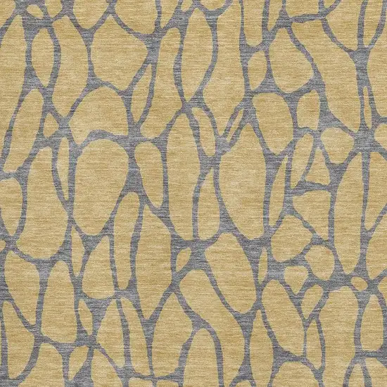 Gold And Gray Geometric Washable Area Rug With UV Protection Photo 2