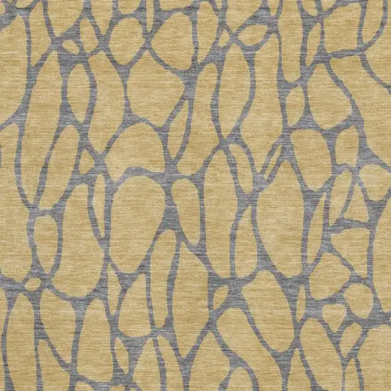 Gold And Gray Geometric Washable Area Rug With UV Protection Photo 2