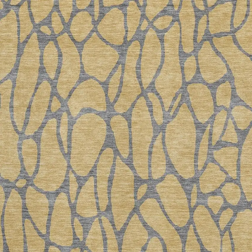 Gold And Gray Geometric Washable Area Rug With UV Protection Photo 2