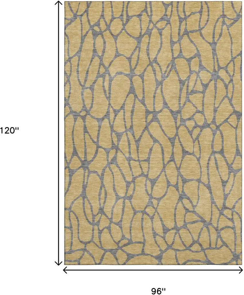 Gold And Gray Geometric Washable Area Rug With UV Protection Photo 8