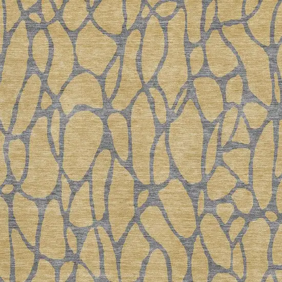 Gold And Gray Geometric Washable Area Rug With UV Protection Photo 2