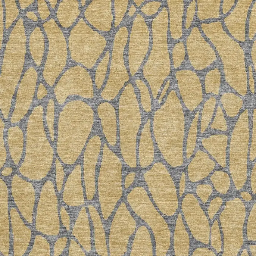 Gold And Gray Geometric Washable Area Rug With UV Protection Photo 2