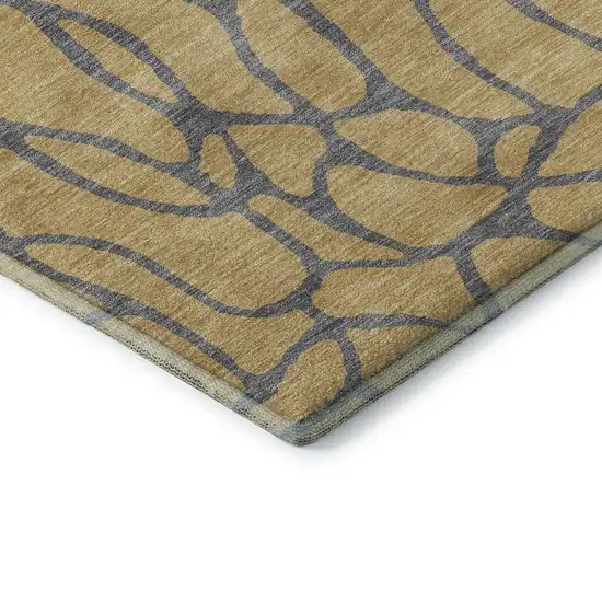 Gold And Gray Geometric Washable Area Rug With UV Protection Photo 7