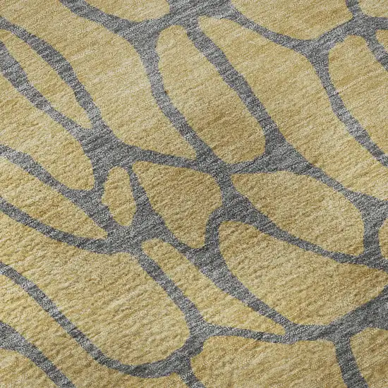Gold And Gray Geometric Washable Area Rug With UV Protection Photo 9