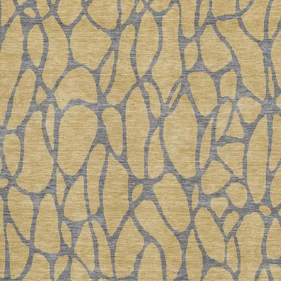 Gold And Gray Geometric Washable Area Rug With UV Protection Photo 2