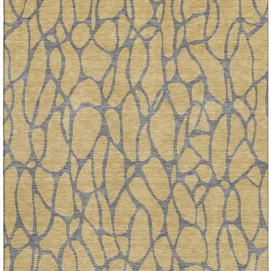 Gold And Gray Geometric Washable Area Rug With UV Protection Photo 3