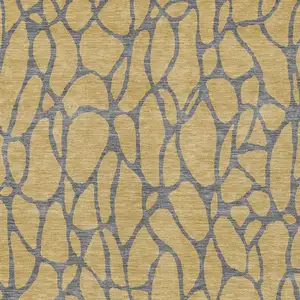 Photo of Gold And Gray Geometric Washable Indoor Outdoor Area Rug