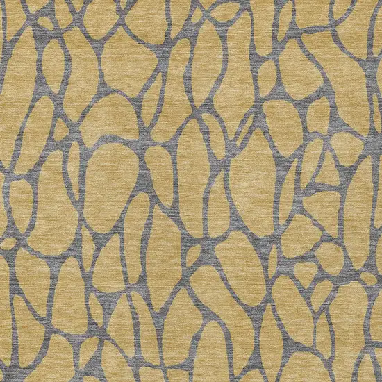 Gold And Gray Geometric Washable Indoor Outdoor Area Rug Photo 6