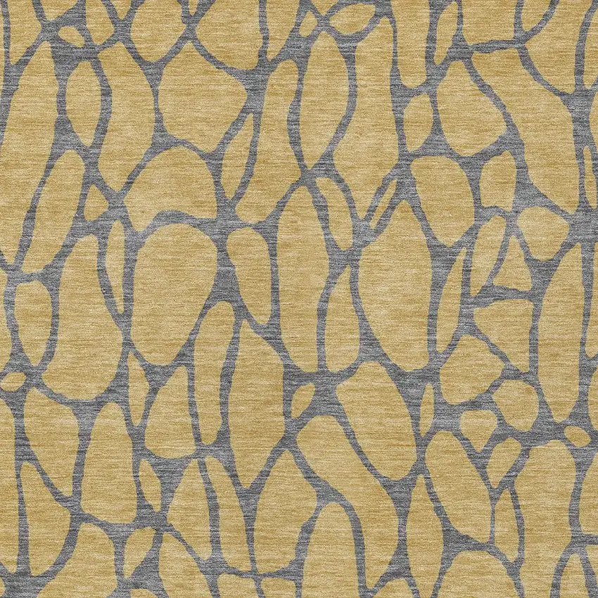 Gold And Gray Geometric Washable Indoor Outdoor Area Rug Photo 6