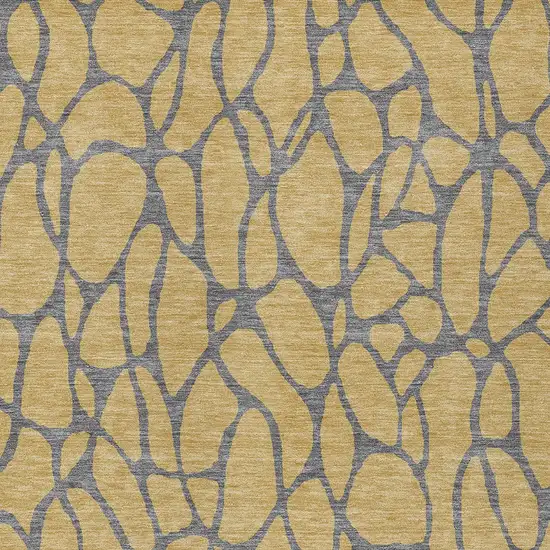Gold And Gray Geometric Washable Indoor Outdoor Area Rug Photo 6