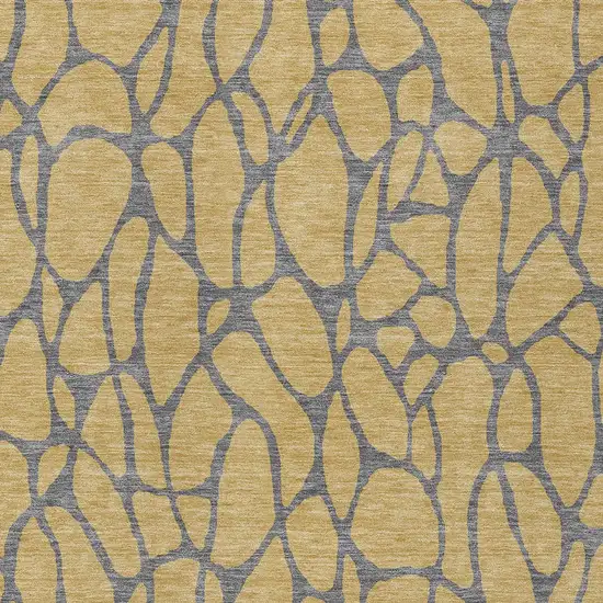 Gold And Gray Geometric Washable Indoor Outdoor Area Rug Photo 6