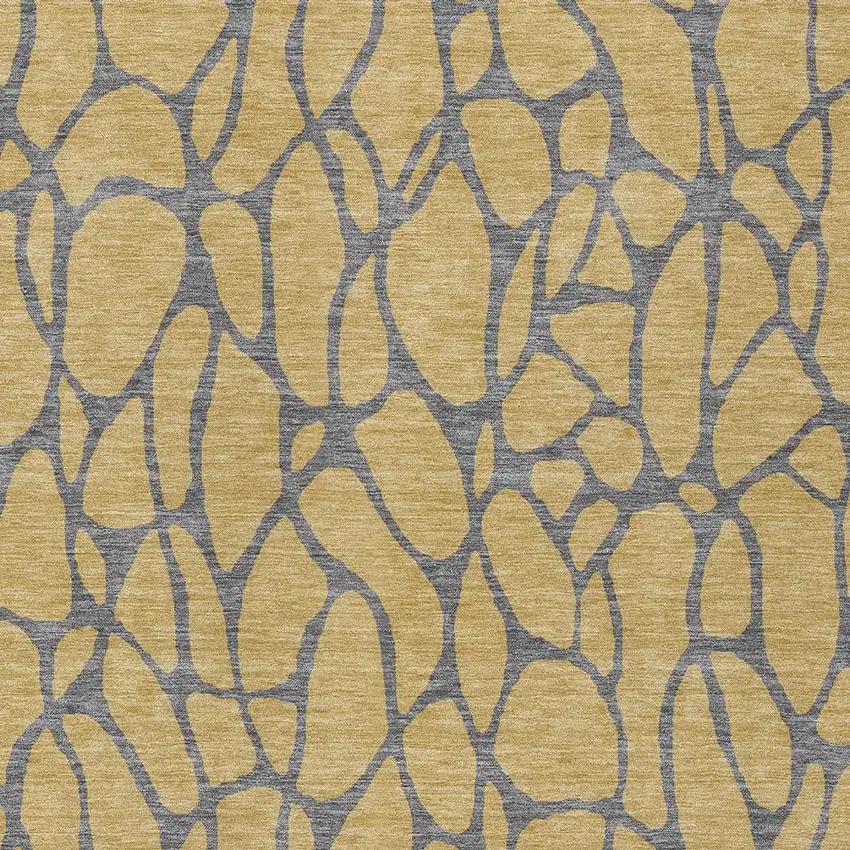 Gold And Gray Geometric Washable Indoor Outdoor Area Rug Photo 6