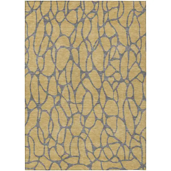 Gold And Gray Geometric Washable Indoor Outdoor Area Rug Photo 2