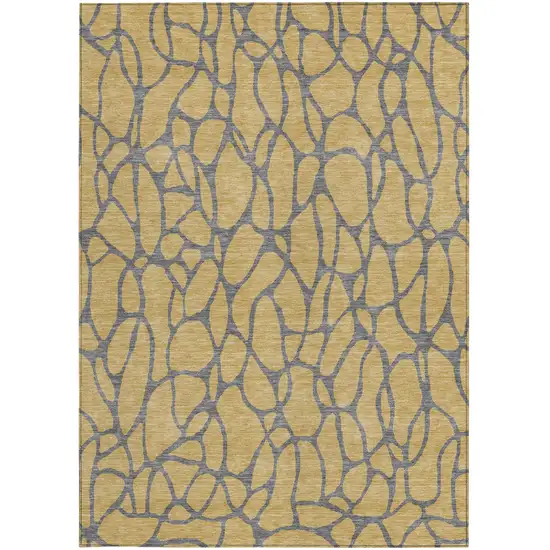 Gold And Gray Geometric Washable Indoor Outdoor Area Rug Photo 7