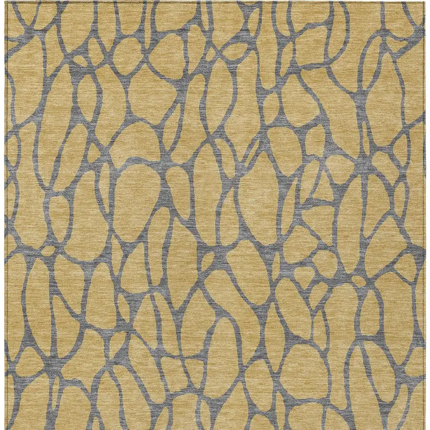 Gold And Gray Geometric Washable Indoor Outdoor Area Rug Photo 7