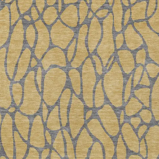 Gold And Gray Geometric Washable Indoor Outdoor Area Rug Photo 6