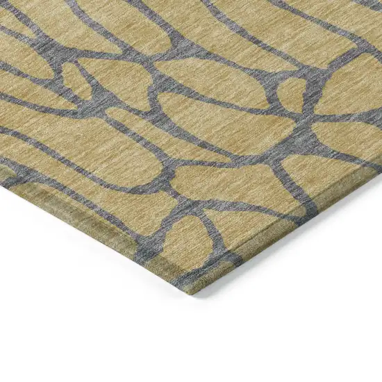 Gold And Gray Geometric Washable Indoor Outdoor Area Rug Photo 5