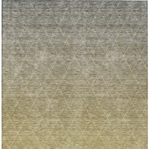 Photo of Gold And Gray Geometric Washable Indoor Outdoor Area Rug