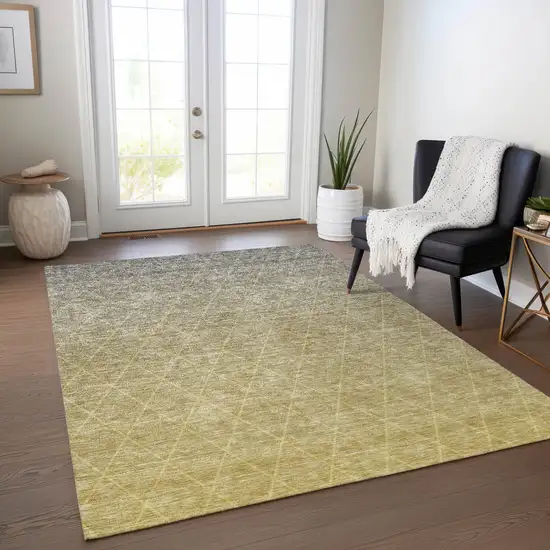 Gold And Gray Geometric Washable Indoor Outdoor Area Rug Photo 9