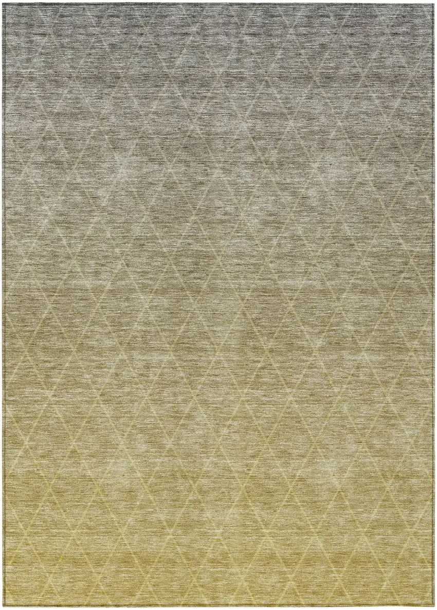 Gold And Gray Geometric Washable Indoor Outdoor Area Rug Photo 2