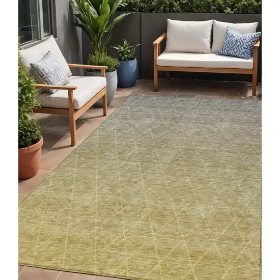 Gold And Gray Geometric Washable Indoor Outdoor Area Rug Photo 1