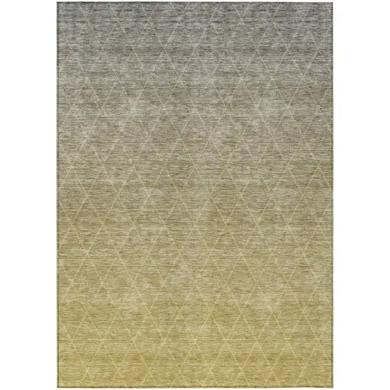 Gold And Gray Geometric Washable Indoor Outdoor Area Rug Photo 2